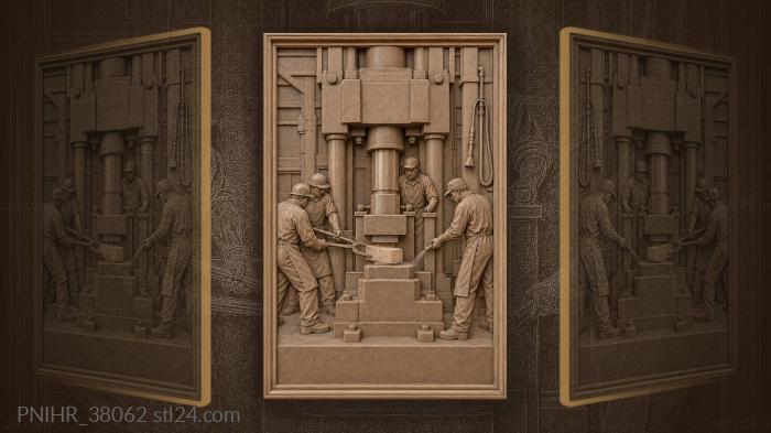 Forge worker at hydraulic press 3d STL model
