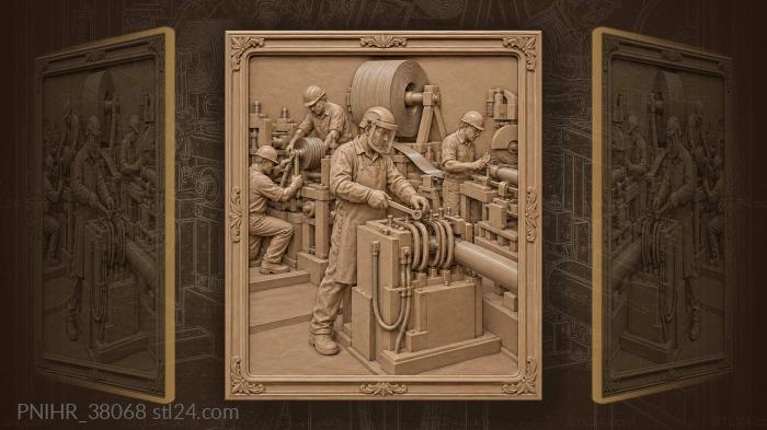 Operator adjusts tube welding coils 3d STL model