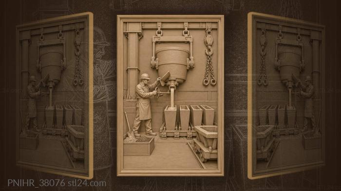 Worker pours metal into molds 3d STL model