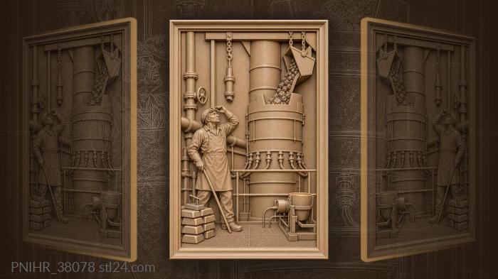 Smelter loads the furnace with ore 3d STL model