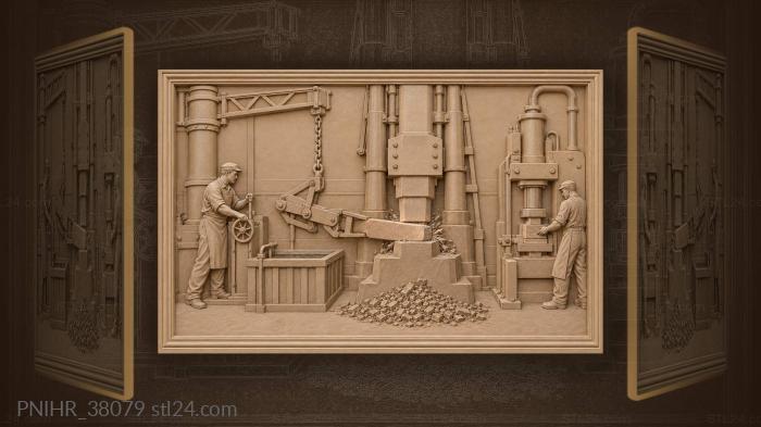 Blacksmiths shape a billet under pressure 3d STL model