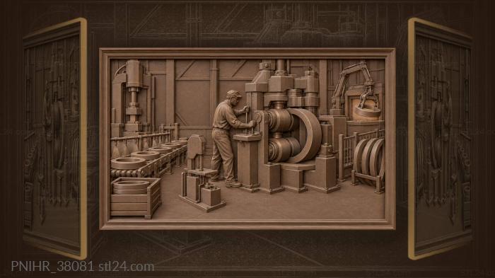 Worker operates a rolling mill 3d STL model