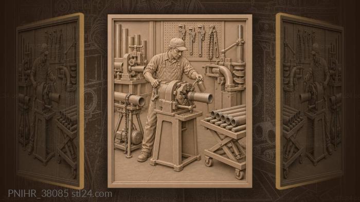 Machinist threads a pipe 3d STL model