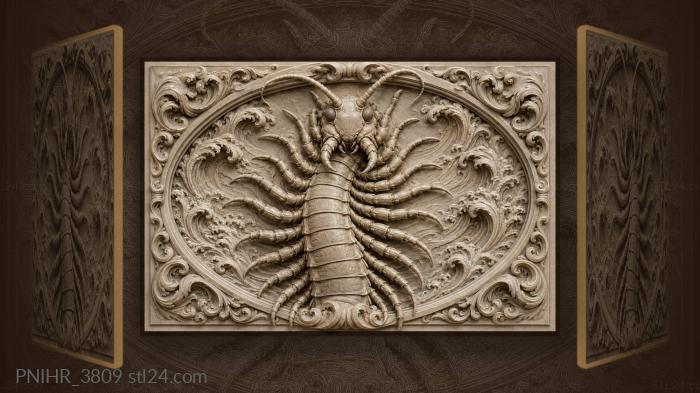 Centipede climbing out with raised antennae 3d STL model