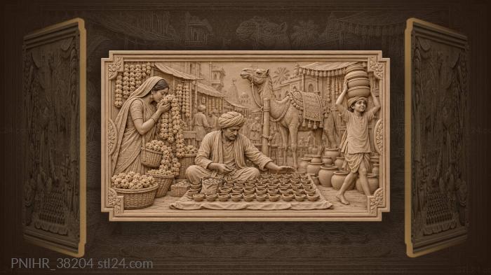 Diwali street scene merchant lamps 3d STL model