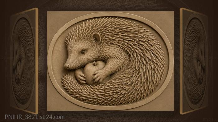 Hedgehog hugging a small apple 3d STL model