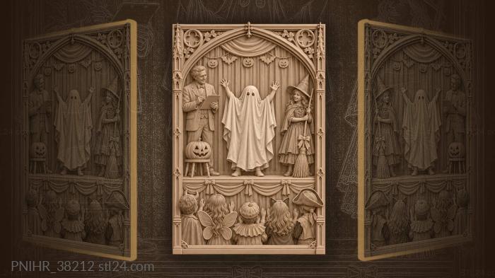 Ghostly contest with witch and pumpkin 3d STL model
