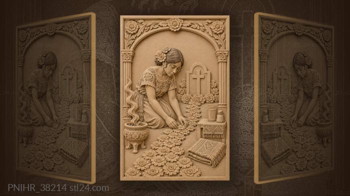 Visitor presses petals into a homeward path 3d STL model
