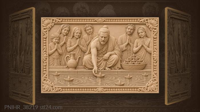 Diwali river blessing floating lights ceremony 3d STL model