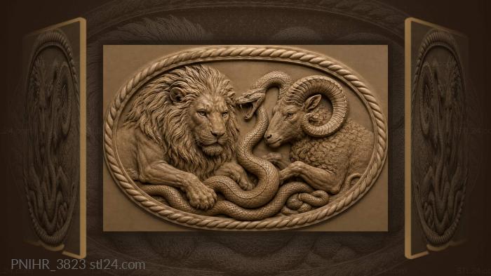 Lion ram serpent eternal struggle 3d STL model