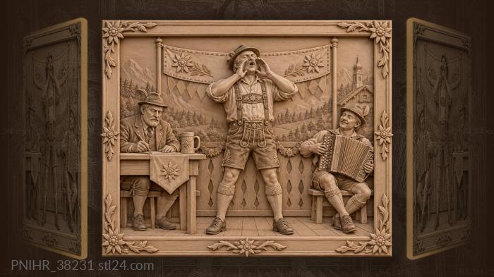 Bavarian yodel contest lively scene 3d STL model