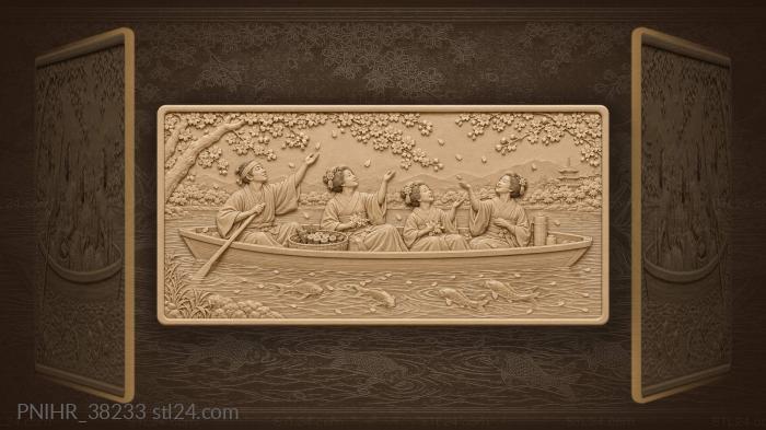 Blossom boat with sushi and koi 3d STL model