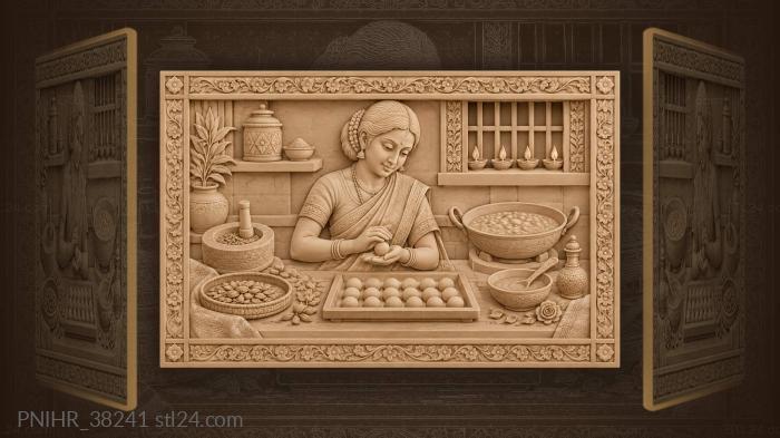 Diwali sweets preparation festive scene 3d STL model