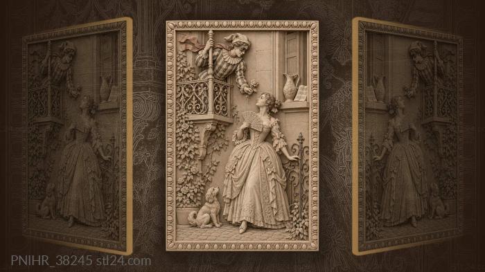 Harlequin’s balcony rose and lady 3d STL model