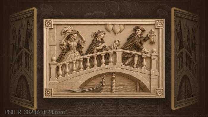 Mysterious figures on venetian bridge 3d STL model