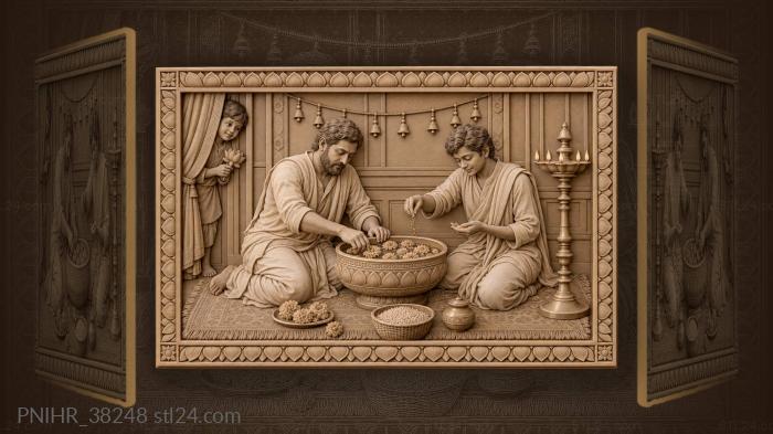 Ritual offering golden marigold turmeric blessing 3d STL model