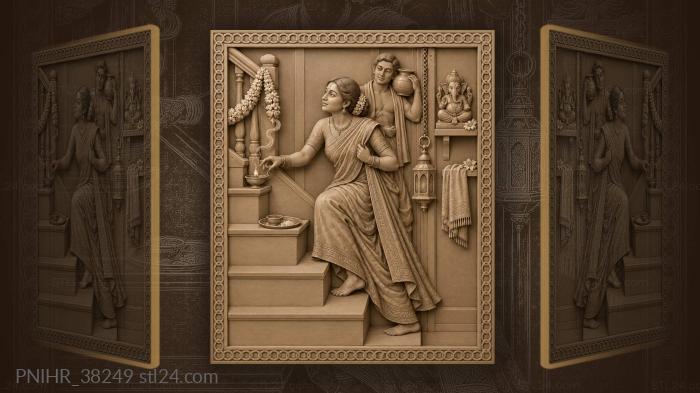 Diya light jasmine garland blessing 3d STL model