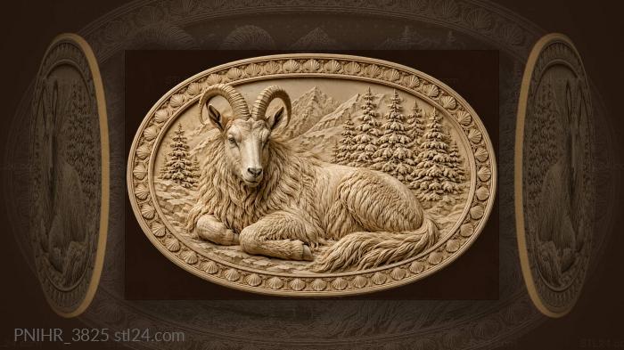 Mountain goat and snowy forest 3d STL model