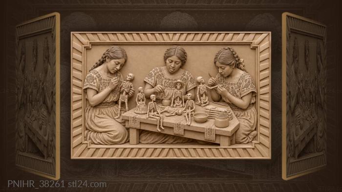 Women painting day of the dead 3d STL model