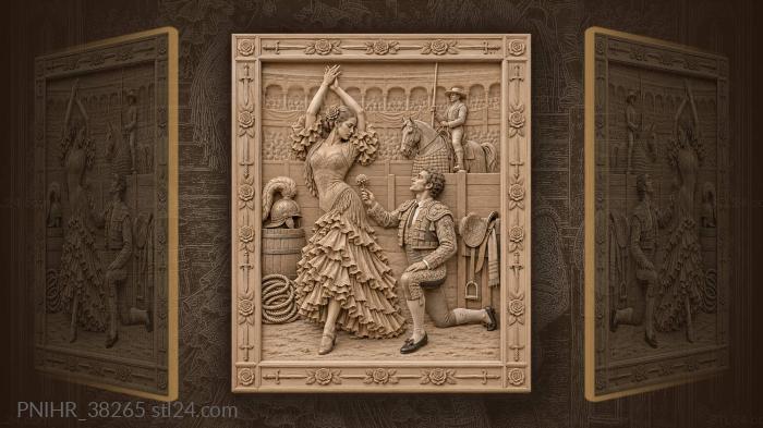 Flamenco dancer and brave matador 3d STL model