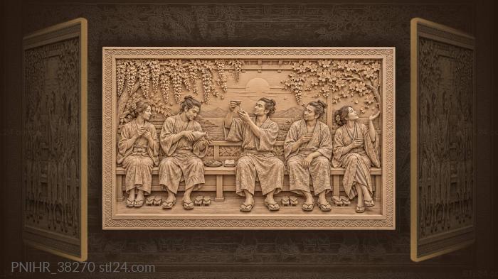 Wisteria trellis sake drinking friends 3d STL model