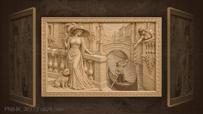 Venetian carnival bridge sparkling wine 3d STL model