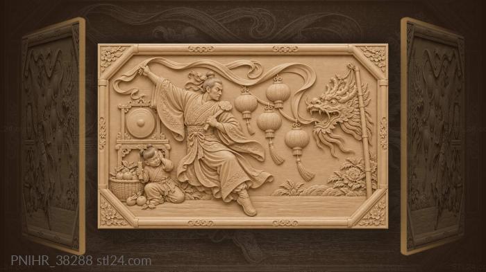 Dancer with ribbon and lanterns 3d STL model