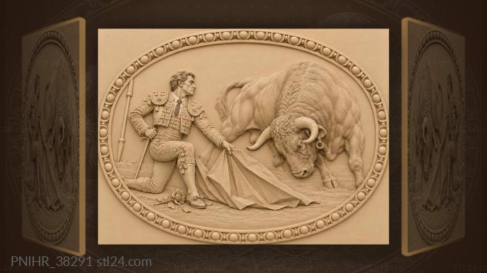 Matador and charging spanish bull 3d STL model