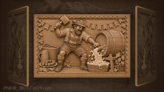Festive toasting with beer and sausage 3d STL model