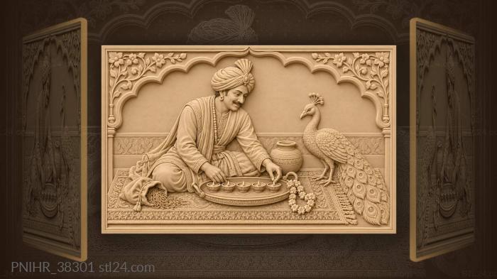 Merchant with lamps and peacock 3d STL model