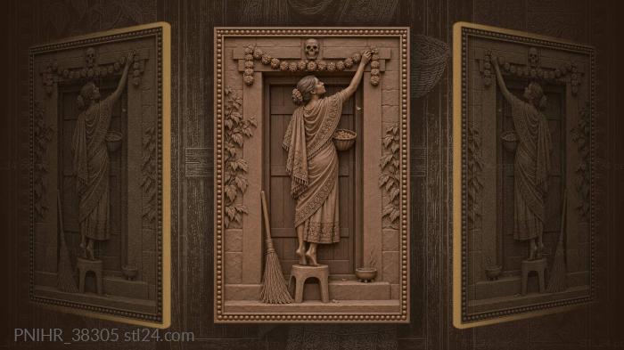 Marigold garland doorway autumn ritual 3d STL model