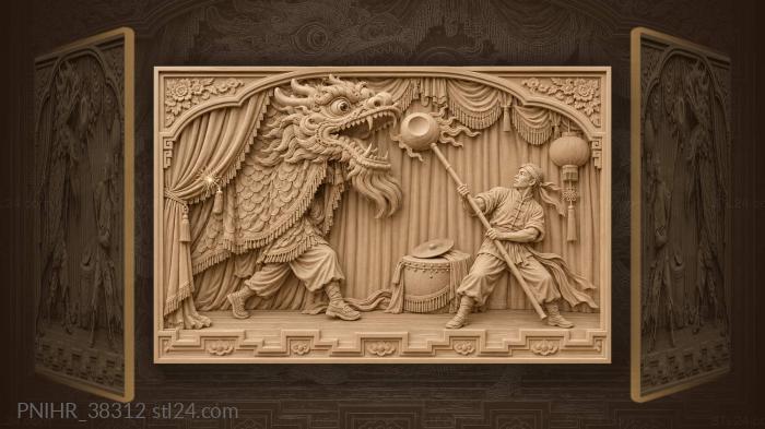Dragon dances with fiery pearl 3d STL model