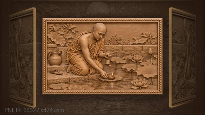 Monk’s offering to lotus pond 3d STL model