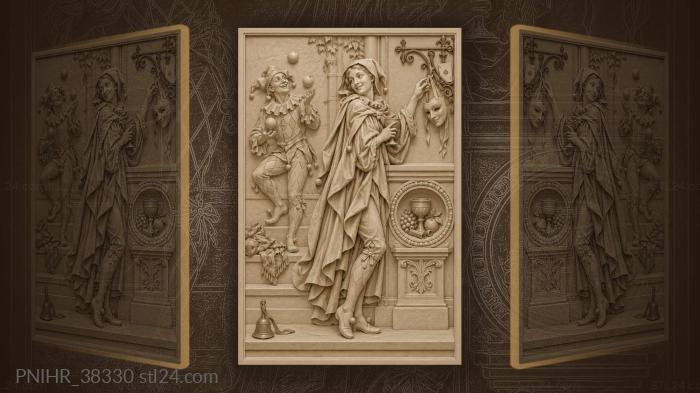 Columbine, harlequin, wine and oranges 3d STL model