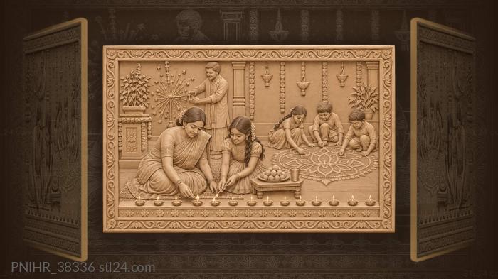 Diwali courtyard lights and family joy 3d STL model