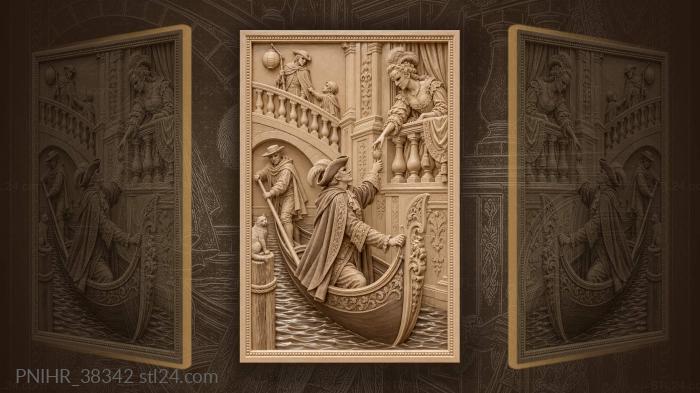 Venetian masquerade gondola night romance 3d STL model