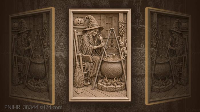 Witch brewing spooky halloween potion 3d STL model