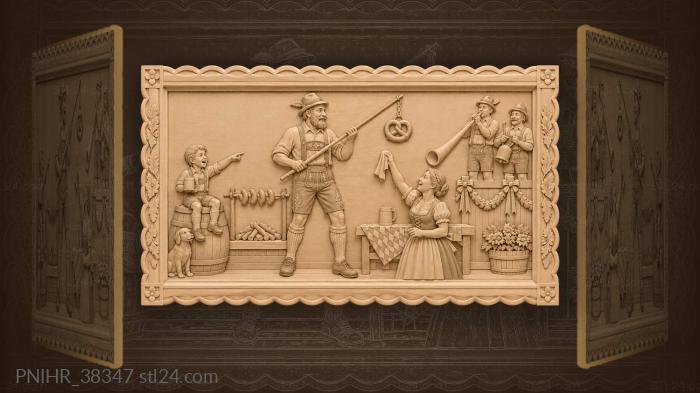 Bavarian feast with pretzel and music 3d STL model