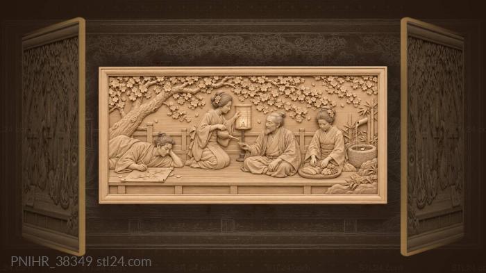 Blossom viewing evening sake service 3d STL model