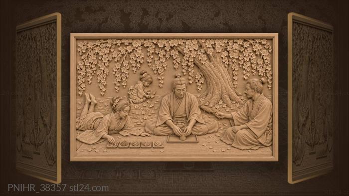Cherry blossom picnic with family 3d STL model