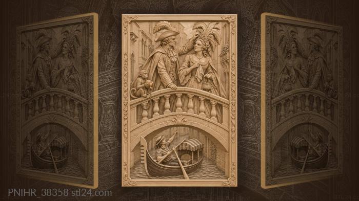 Venetian masks gondola romantic moment 3d STL model