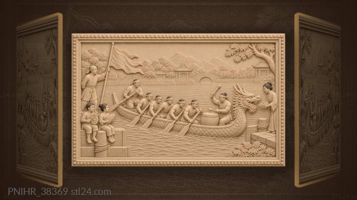 Dragon boat race festive scene 3d STL model