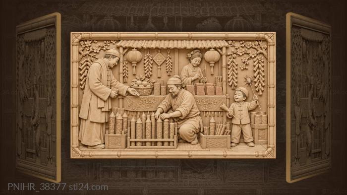 Chinese new year festive market scene 3d STL model