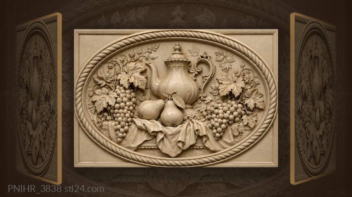 Silver teapot and two pears on cloth 3d STL model