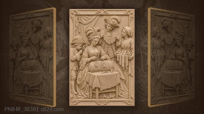Venetian lace maker with gentleman child 3d STL model