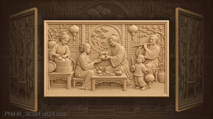 Tea ceremony with flute and lantern 3d STL model