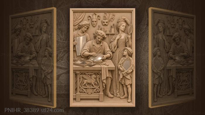 Venetian workshop mirror crafting scene 3d STL model