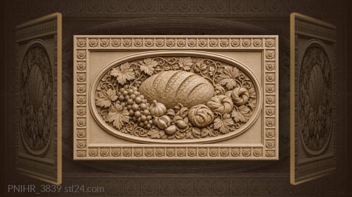 Garlic joins loaf among grapes and rolls 3d STL model