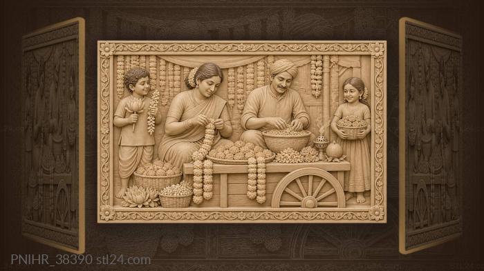 Diwali flower market bustling scene 3d STL model