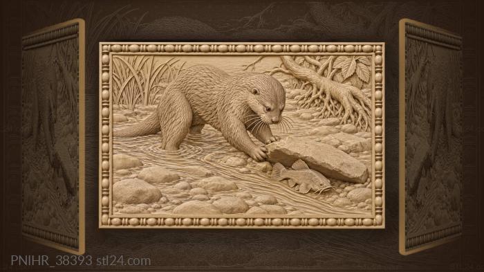 Beneath alder roots otter flushes bullhead 3d STL model